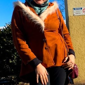 Faux fur - chamois jacket with hood